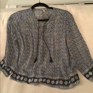 JOIE blue flowered blouse with strings